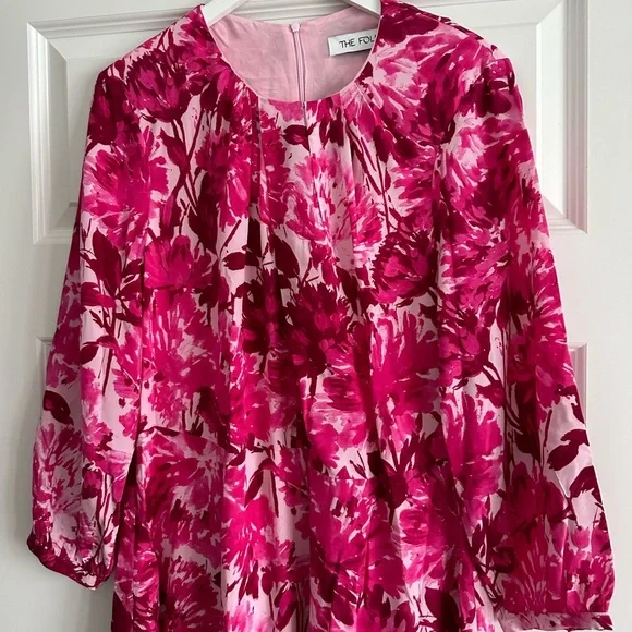 The Fold Lora Dress in Pink NWT 100% Silk - Picture 4 of 14